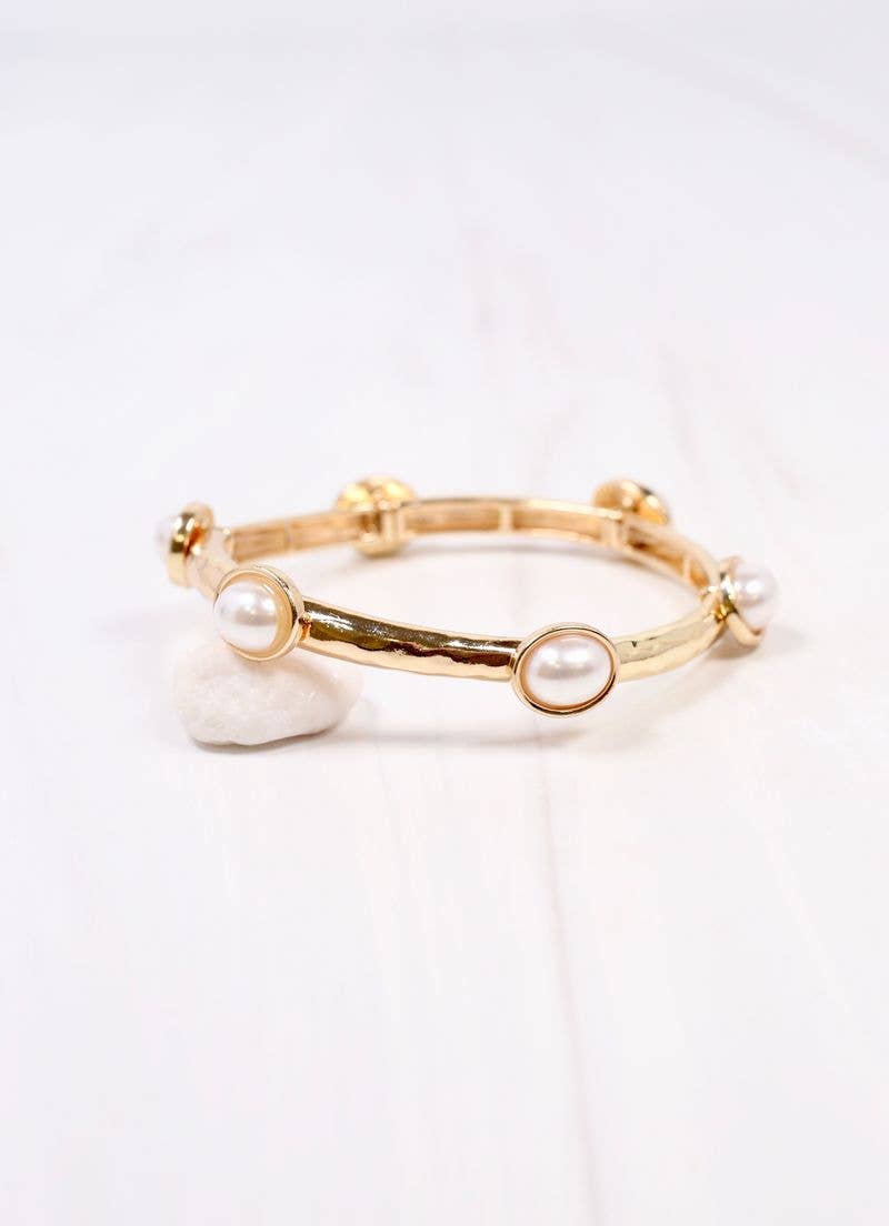 Piers Stretch Bracelet with Pearls GOLD