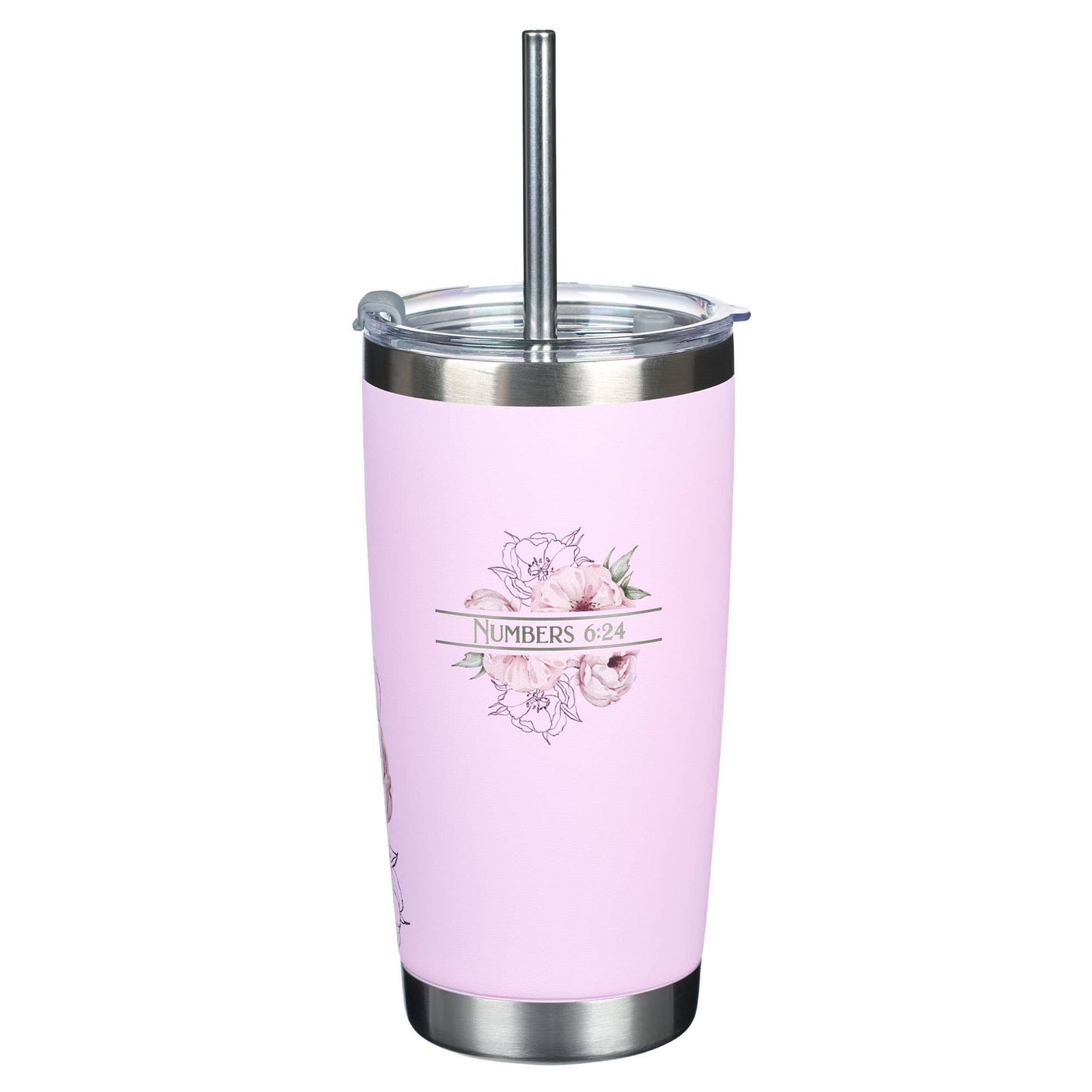 Tumbler w/straw SS Pink Lord Bless & Keep You Num. 6:24