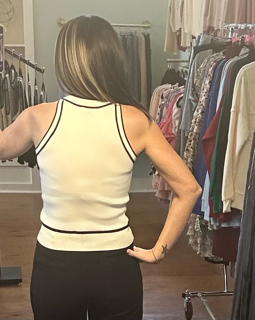 White Hot Black Trim Sleeveless