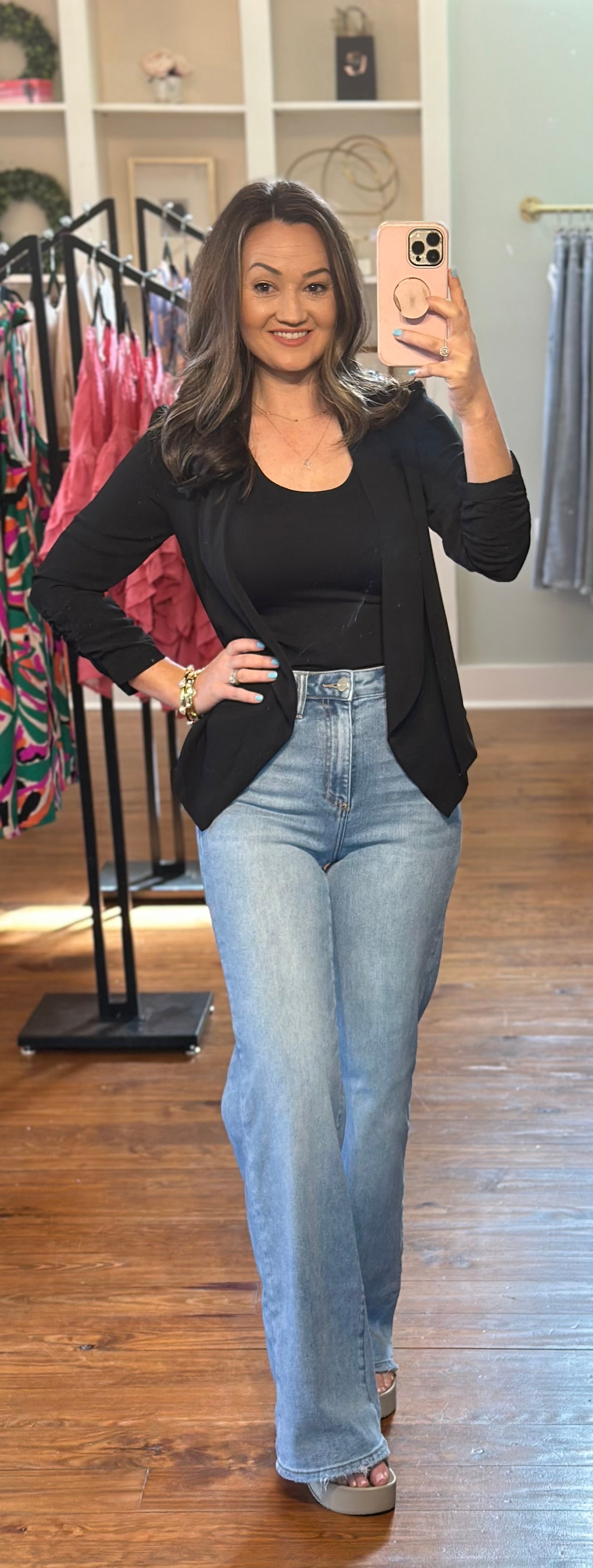 Ruched Sleeve Draped Blazer
