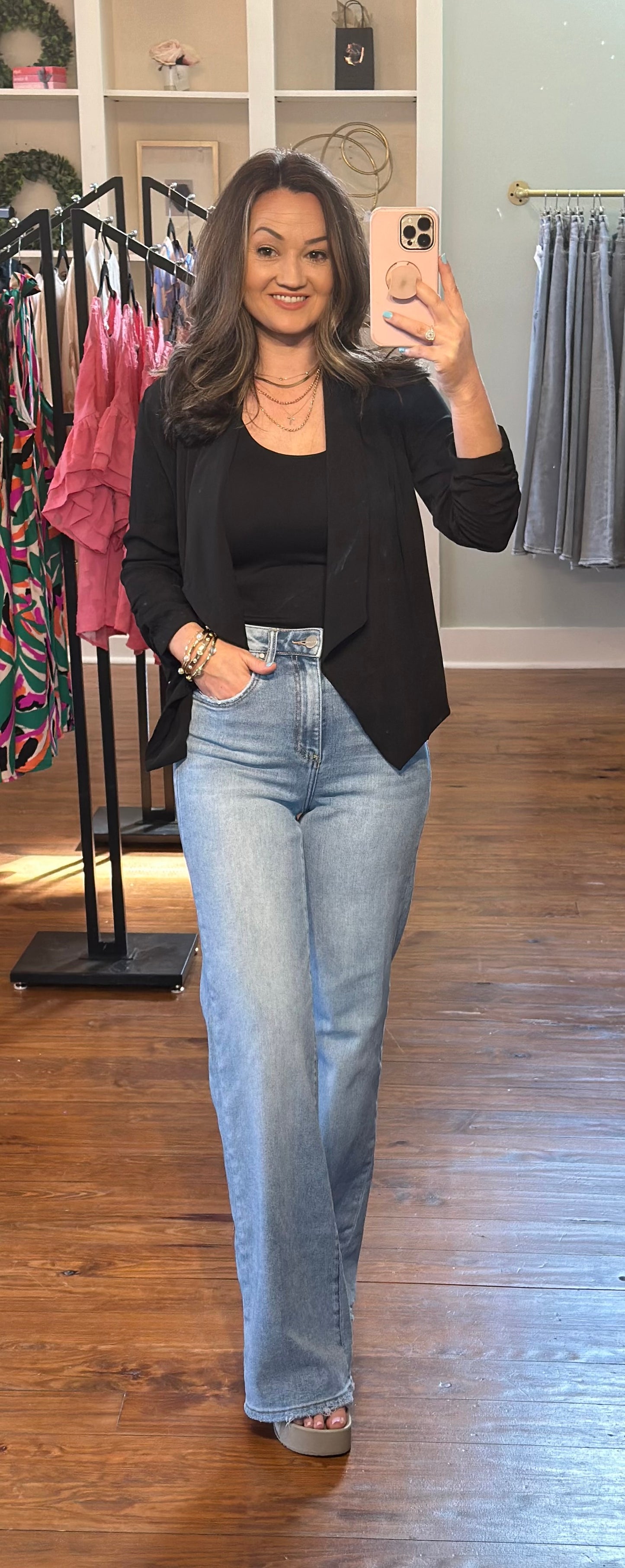 Ruched Sleeve Draped Blazer
