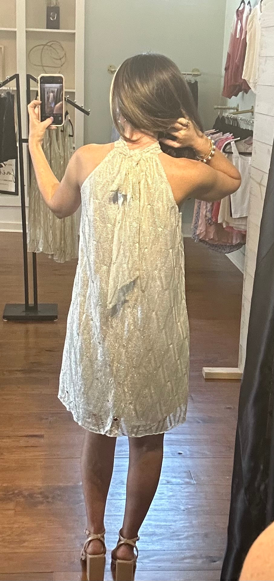 Metallic Halter Neck Dress