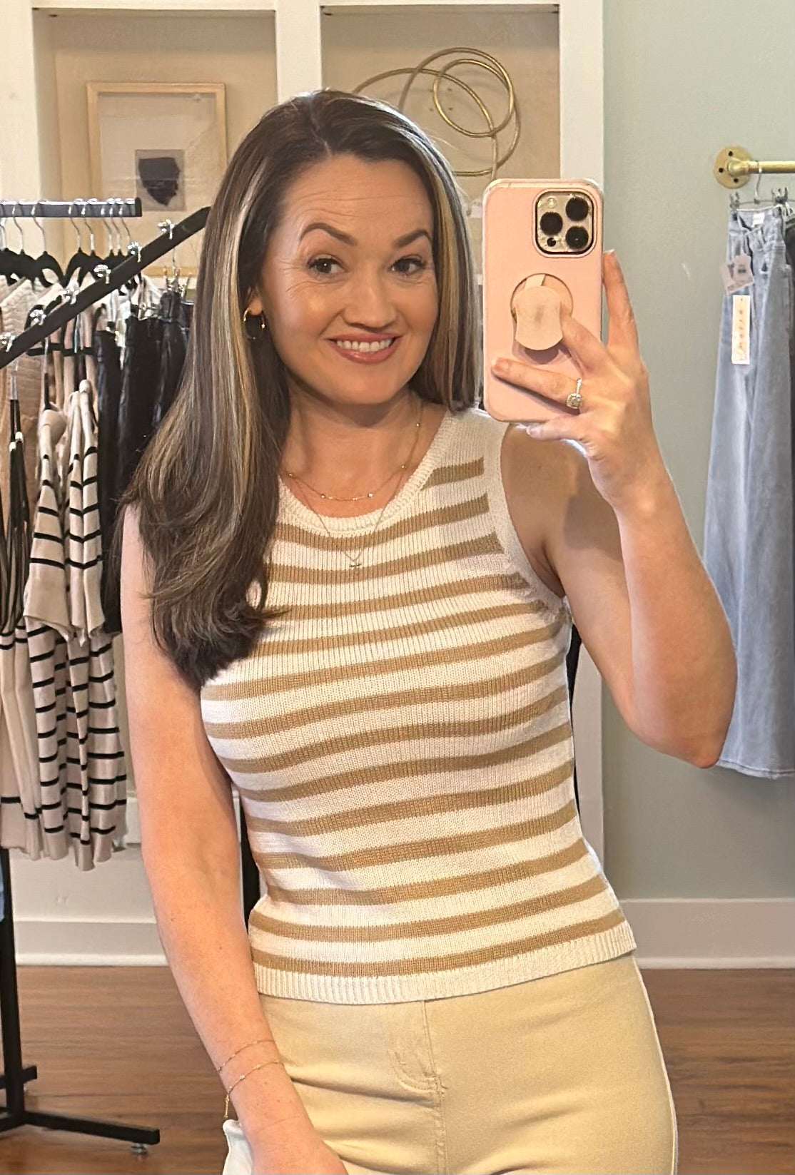 Neutral Striped Sleeveless
