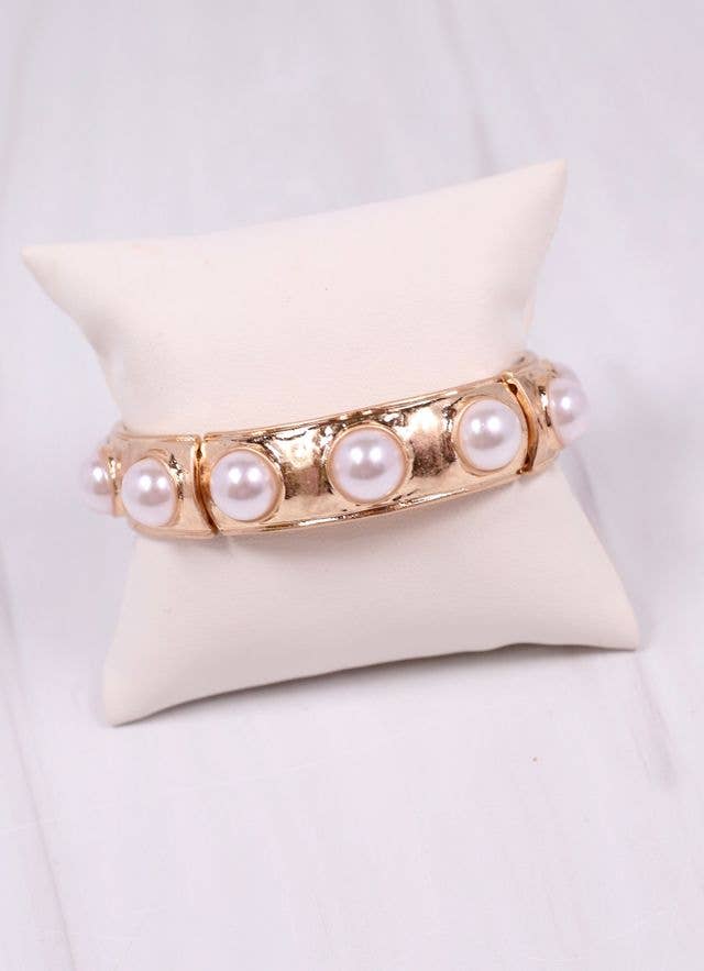 Reagan Pearl Stretch Bracelet GOLD