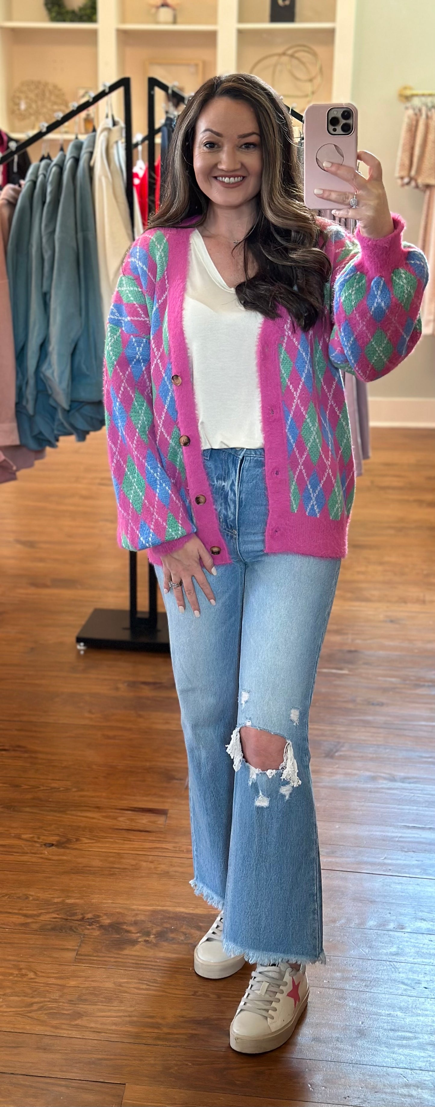 Argile Print Oversized Sweater Cardigan