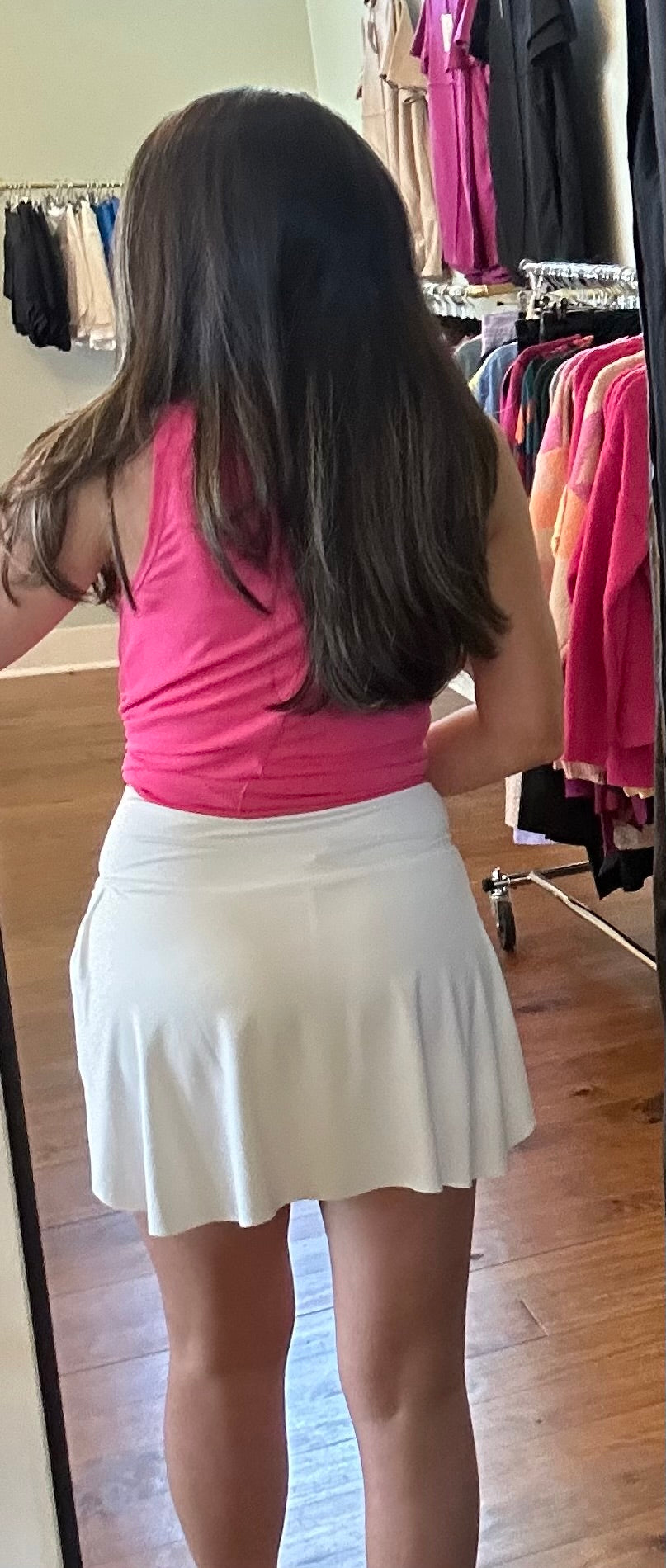 White Crossover Waist Active Skirt w/ Short Liner