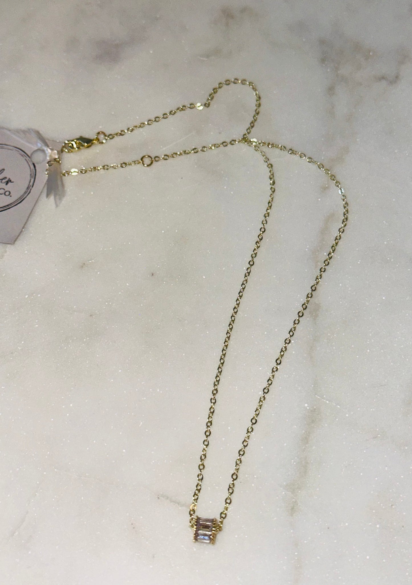 Dainty CZ Baguette Necklace