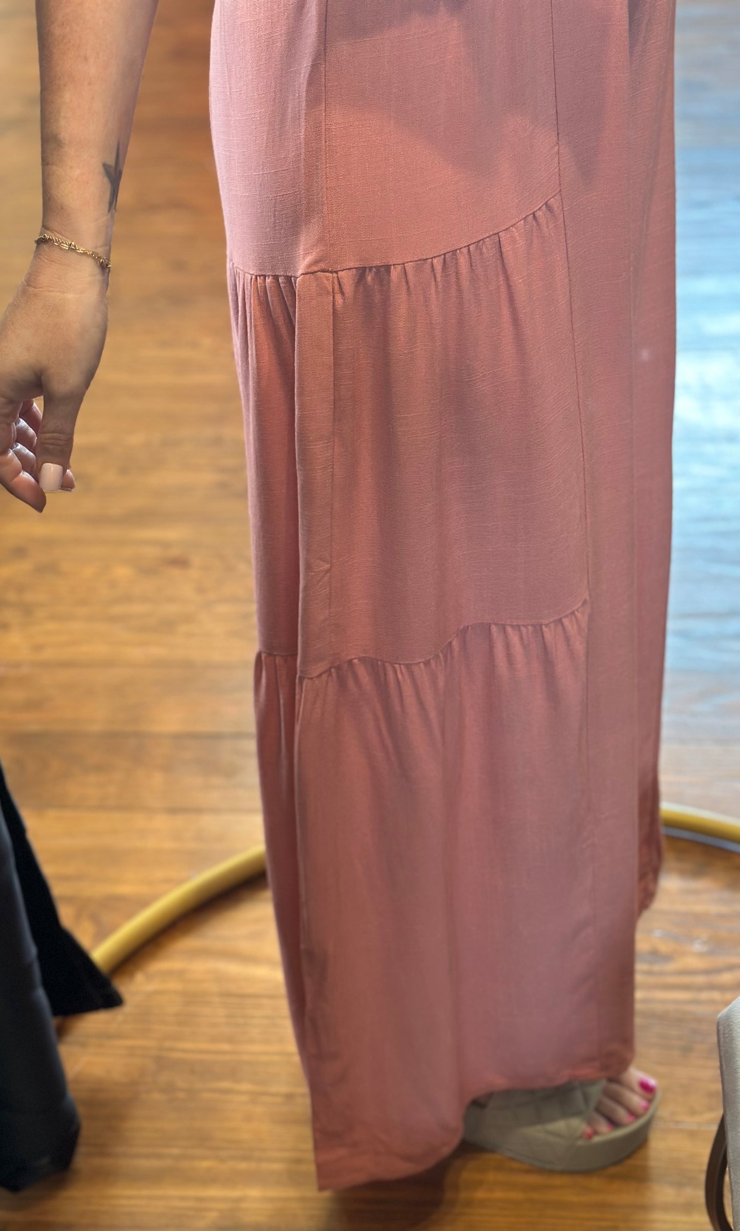 V Neck Woven Wide Leg Jumpsuit