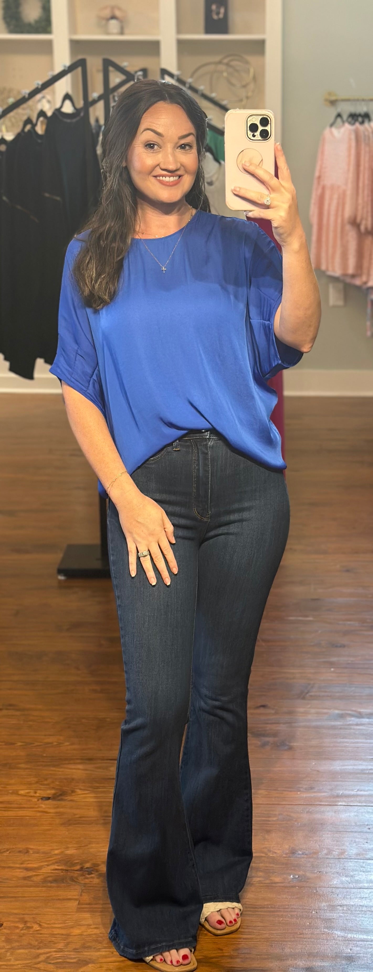 Beautifully Blue Dolman Sleeve Top