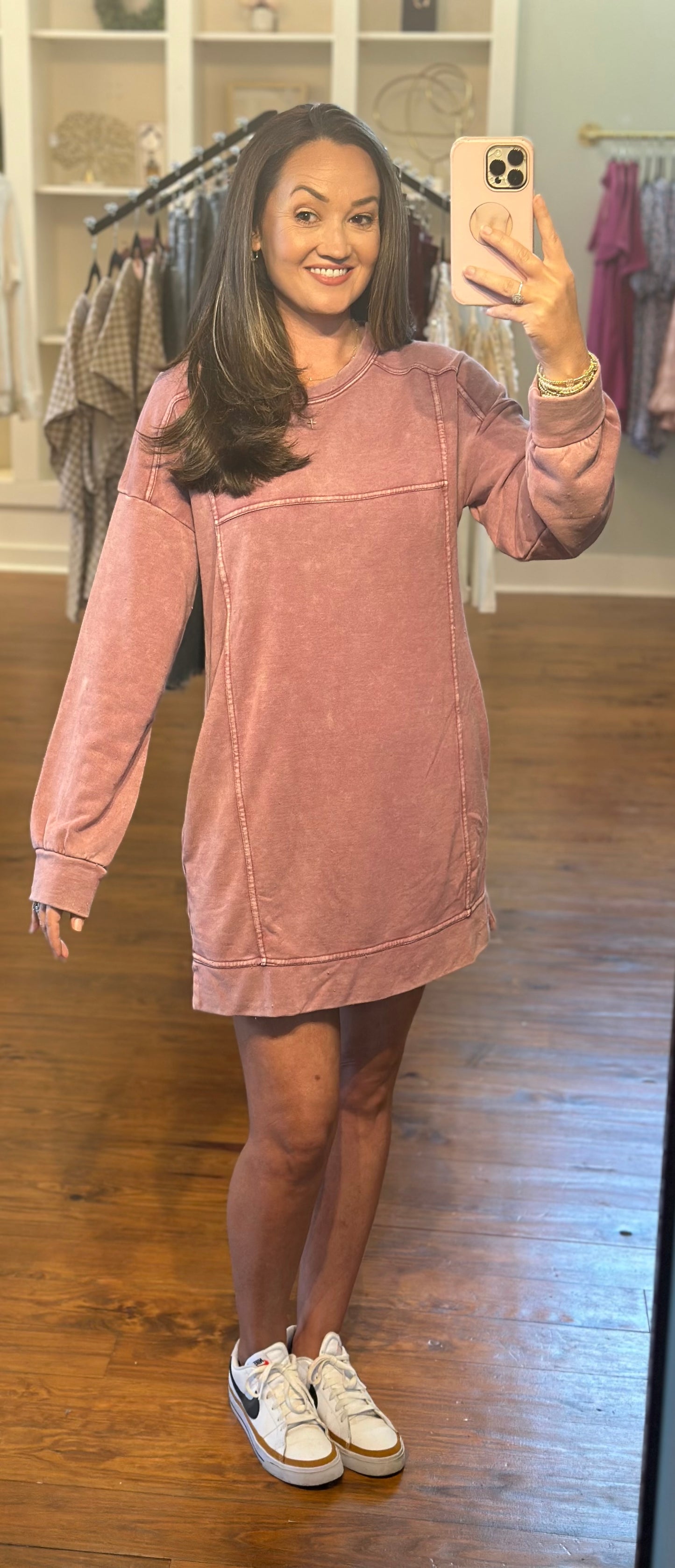 Mineral Washed Sweatshirt Dress