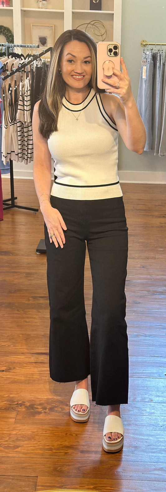 White Hot Black Trim Sleeveless