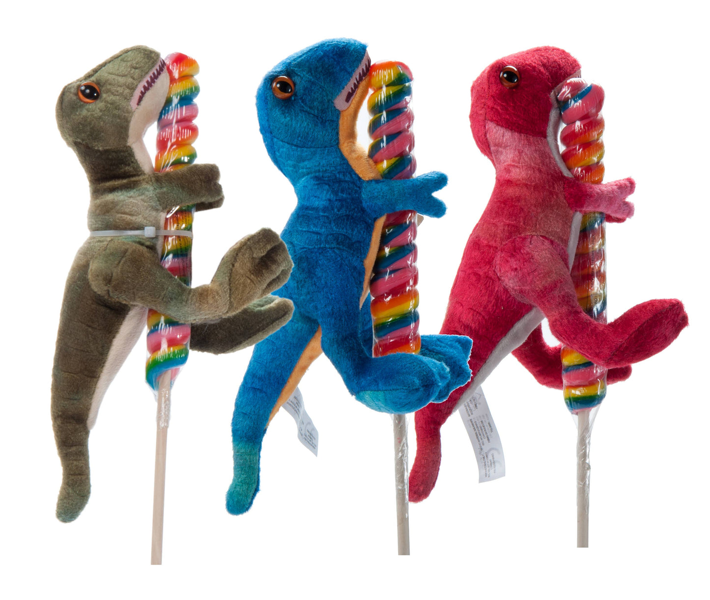 8" Lollyplush T Rex Dino w/14" Rainbow Lollipop