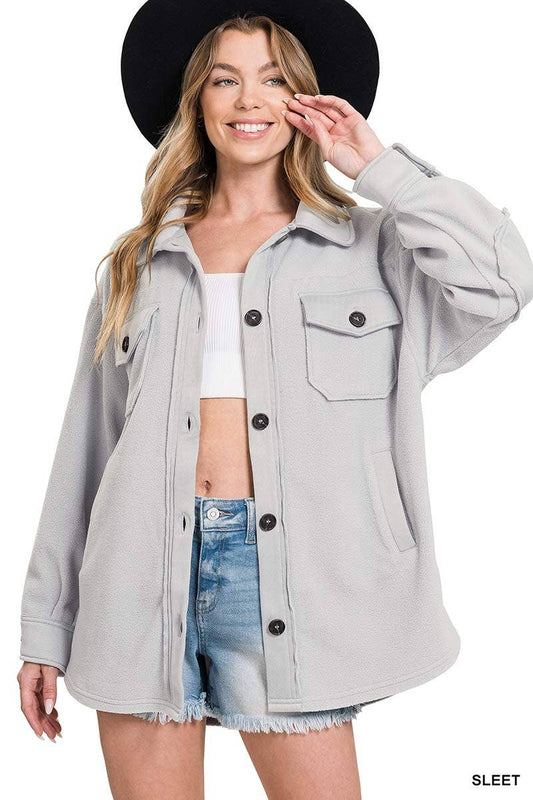 Gray Fleece Shacket